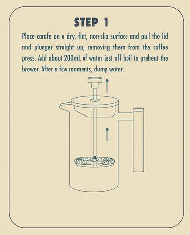 préchauffer french press avec eau chaude